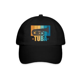 Tuba Vintage Musiker Instrument Geschenk - Baseballkappe - Schwarz/Schwarz - Vorne