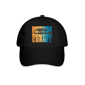 Cornet Vintage Musician Instrument Gift - Baseball Cap - black/black - Front