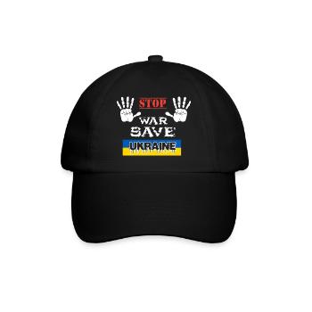 STOP WAR SAVE UKRAINE - Baseballkappe - Schwarz/Schwarz - Vorne