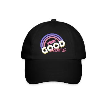 good vibes Regenbogen - Baseballkappe - Schwarz/Schwarz - Vorne