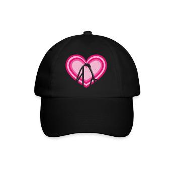 Theme Park Vacation Retro Vintage Heart Roller Coa - Baseball Cap - black/black - Front