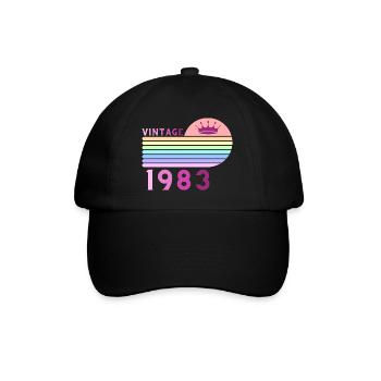 Anniversaire 40 ans vintage 1983 femme rose violet - Casquette classique - noir/noir - Devant