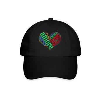 t-shirt love love love Liebe amor word cloud - Baseball Cap - black/black - Front