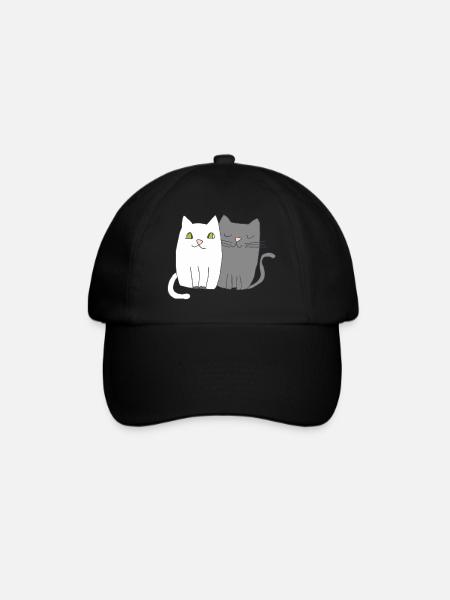 katzen schwarz weiss - Baseballkappe - Schwarz/Schwarz
