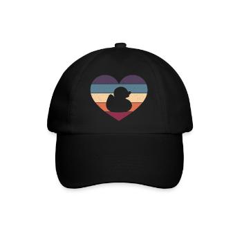 Retro Duckling Duckie Rubber Duck Vintage Heart - Baseball Cap - black/black - Front