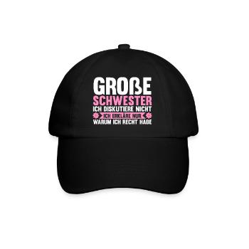 Familienmotiv Schwester - Baseballkappe - Schwarz/Schwarz - Vorne