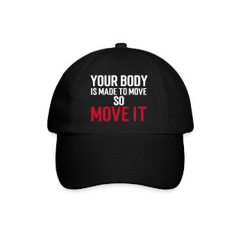 Your Body Is Made To Move - So Move It Weiss/Rot - Baseballkappe - Schwarz/Schwarz - Vorne