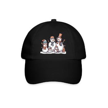 Schneemannfamilie - Baseballkappe - Schwarz/Schwarz - Vorne