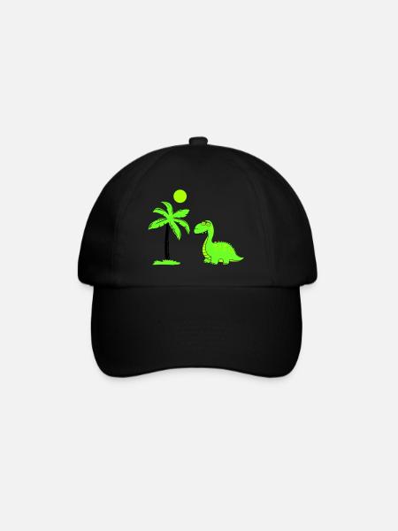 dinosaurier palme 02 - Baseballkappe - Schwarz/Schwarz