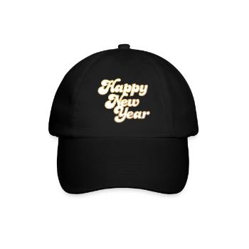 Happy New Year Sylvester cool Gold 2024 Retro - Baseballkappe - Schwarz/Schwarz - Vorne