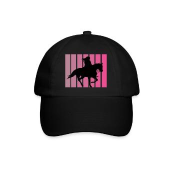 Retro Pferde Design - Baseballkappe - Schwarz/Schwarz - Vorne