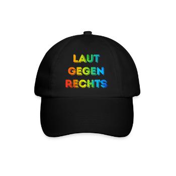 Laut gegen rechts Nr 08 - Baseballkappe - Schwarz/Schwarz - Vorne