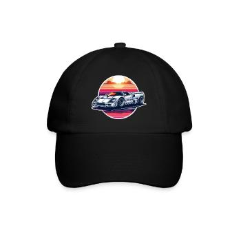 voiture vintage couché de soleil - Casquette classique - noir/noir - Devant