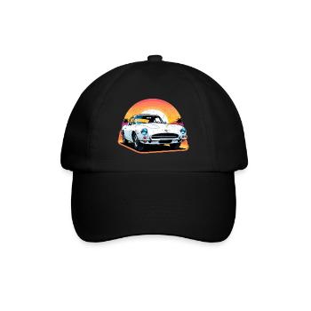 voiture vintage couché de soleil - Casquette classique - noir/noir - Devant