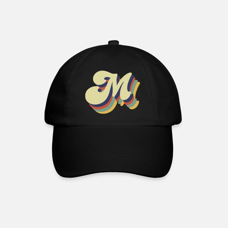 Retro M Letter - Baseball Cap - black/black