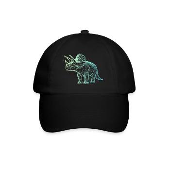 Dessin de dinosaure triceratops dégradé bleu vert - Casquette classique - noir/noir - Devant