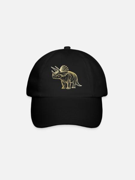 Triceratops-Dinosaurier-Zeichnung - Baseballkappe - Schwarz/Schwarz