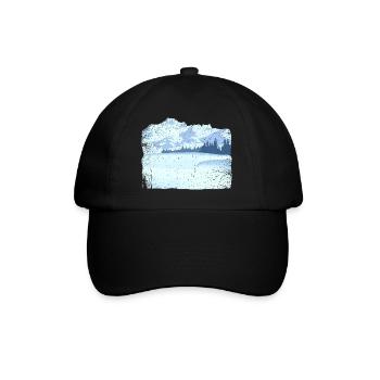 Mountain in snow with dirty effect - Baseball Cap - black/black - Front
