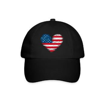 Amerikanisches Herz USA Amerika 4 Juli - Baseballkappe - Schwarz/Schwarz - Vorne