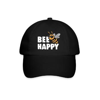 Drôle d’abeille avec le dicton Bee Happy - Casquette classique - noir/noir - Devant