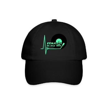 Music is my Life Pulse Heartbeat Vinyl Music Logo - Baseball Cap - black/black - Front