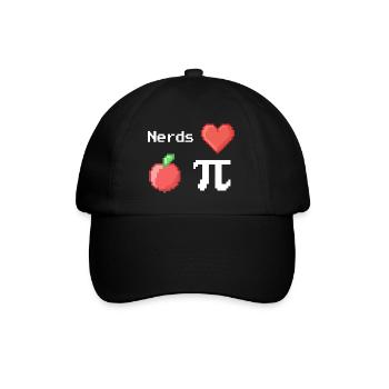 nerds love apple pi pie sprüche math pixel - Baseballkappe - Schwarz/Schwarz - Vorne