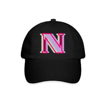 Mehrfarbiger Buchstabe n - Baseballkappe - Schwarz/Schwarz - Vorne