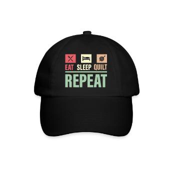Eat Sleep Quilt Repeat Quilter Quilting Sewing - Baseball Cap - black/black - Front