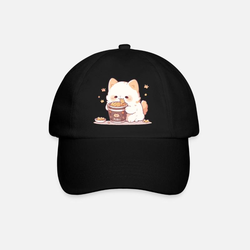Spaghetti cats - Cat is having fun with past - Baseball Cap - black/black