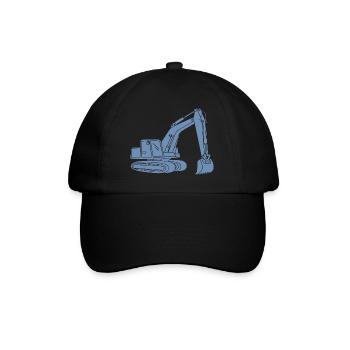 Bagger Silhouette Baugeräteführer Tiefbau - Baseballkappe - Schwarz/Schwarz - Vorne
