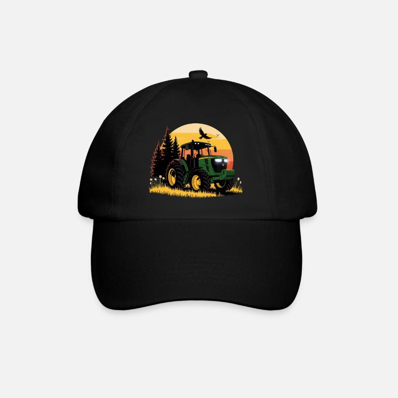 Traktor - Schlepper - Landwirt - Baseballkappe - Schwarz/Schwarz