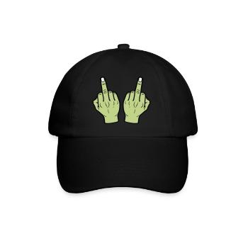 Mittelfinger Hand - Baseballkappe - Schwarz/Schwarz - Vorne