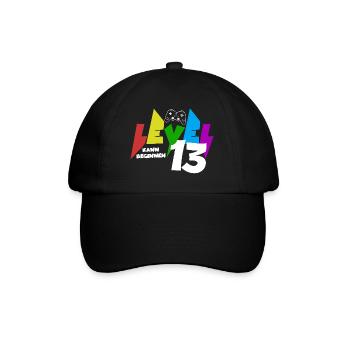 Level 13 Farbiges Gaming Motiv zum 13.Geburtstag - Baseballkappe - Schwarz/Schwarz - Vorne