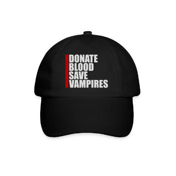 Donate Blood Spende Blut rette Vampire Halloween - Baseballkappe - Schwarz/Schwarz - Vorne