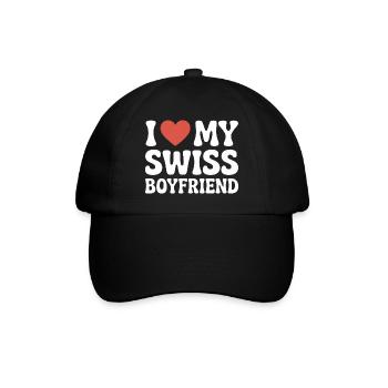 I love my swiss boyfriend Valentinstag Schweizer - Baseballkappe - Schwarz/Schwarz - Vorne