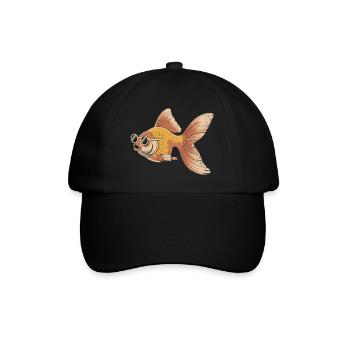 Goldfish with Glasses Retro - Baseball Cap - black/black - Front