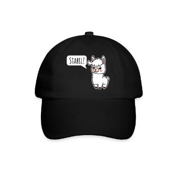 Bleibt Stabil! So wie das kleine Lama - Baseballkappe - Schwarz/Schwarz - Vorne