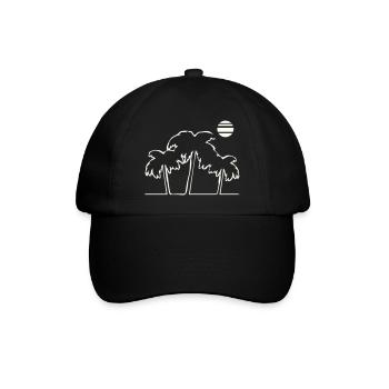 Tropical palm trees in sunset - Baseball Cap - black/black - Front