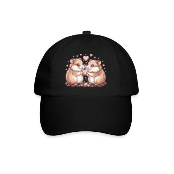 Cuddly Heart Hamster Duo - Baseball Cap - black/black - Front