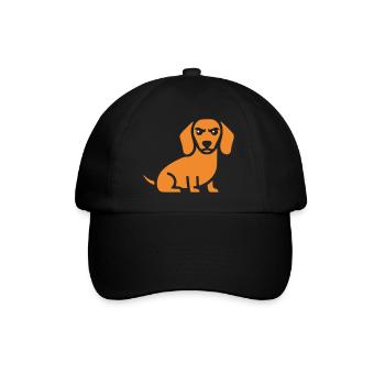 Dackel Hund Flat Design - Baseballkappe - Schwarz/Schwarz - Vorne