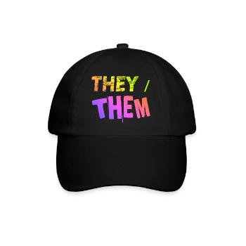 they / them Geschenkidee LGBTQ+ nonbinary Pronomen - Baseballkappe - Schwarz/Schwarz - Vorne
