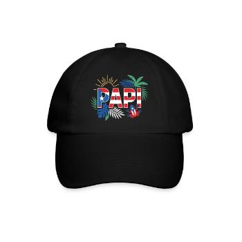 Papi Puerto Rico Flagge Urlaub Sommer - Baseballkappe - Schwarz/Schwarz - Vorne