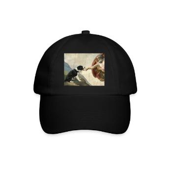 Dog God Hand Border Collie Dog Meme - Baseball Cap - black/black - Front