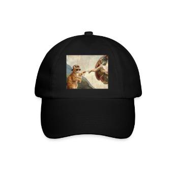 Katze Schlägt Gottes Hand Lustiges Katzen meme - Baseballkappe - Schwarz/Schwarz - Vorne