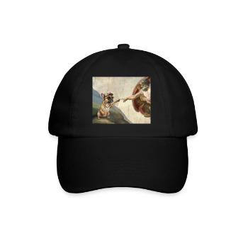 Dog God Hand French Bulldog Dog meme - Baseball Cap - black/black - Front