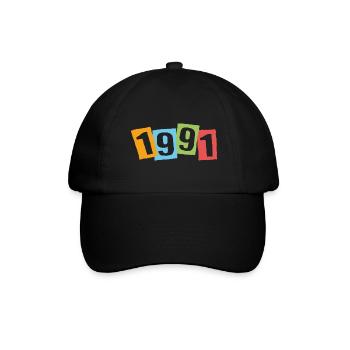 Born in 1991 – Birthday with big colorful numbers - Baseball Cap - black/black - Front