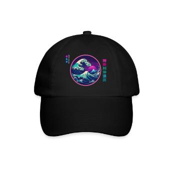 Wave devant Kanagawa Synthwave Vaporwave Aesthetic - Casquette classique - noir/noir - Devant