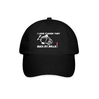 Karpfen Karpfen Ich liebe es, wenn sie meine Eier saugen - Baseballkappe - Schwarz/Schwarz - Vorne