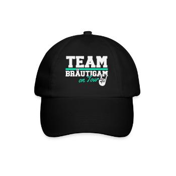 Team Bräutigam Junggesellenabschied - Baseballkappe - Schwarz/Schwarz - Vorne