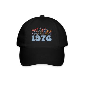 1976 Floral Pattern 1976 Floral Theme Floral 1976 - Baseball Cap - black/black - Front